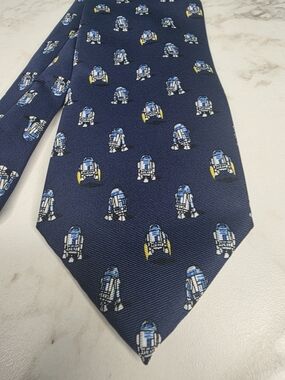 Star Wars Navy Tie with R2-D2 Motif